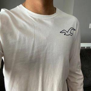 Long sleeve pink ish with white long sleeve shirt from Hollister.